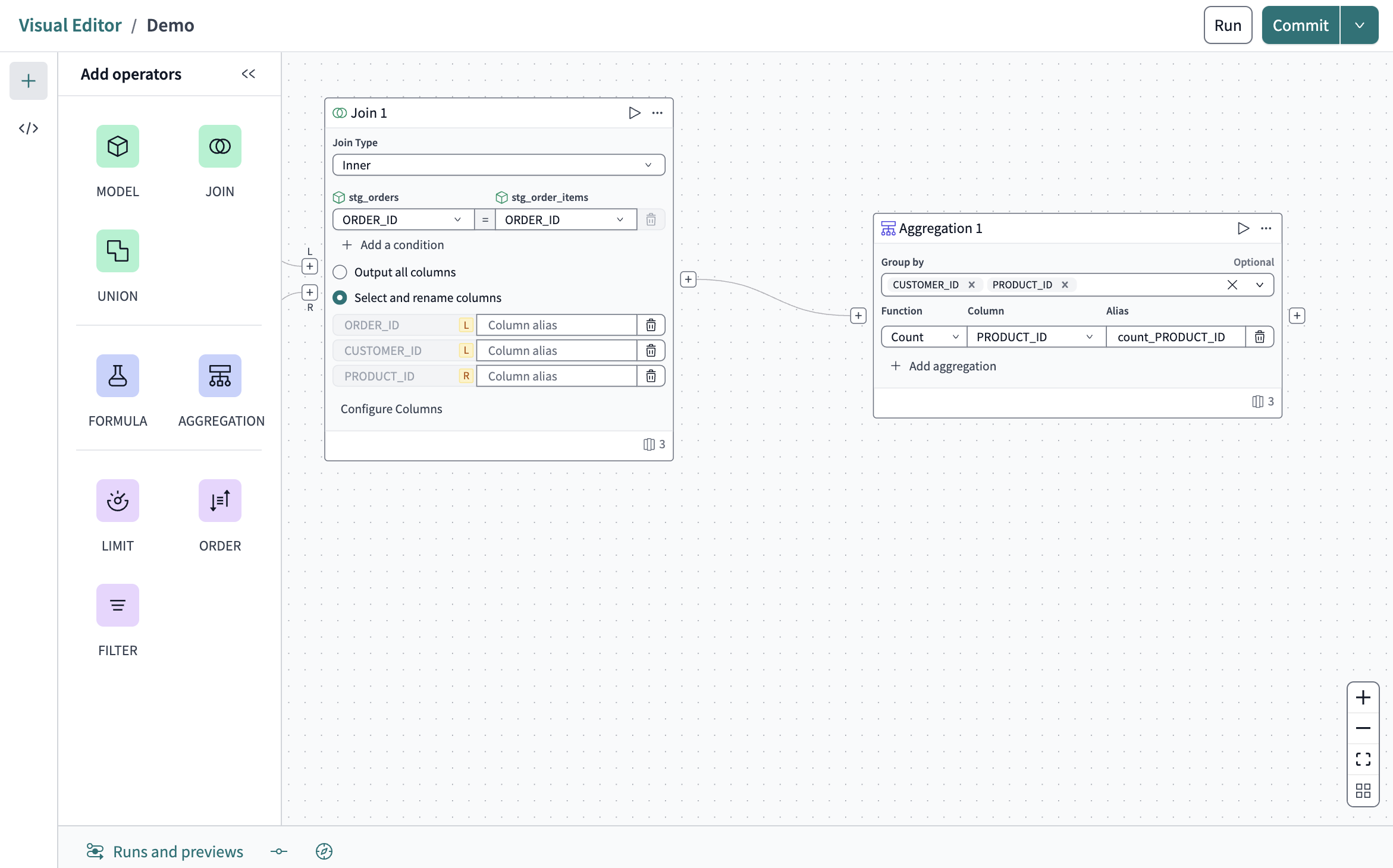 The configured aggregation operator tile.